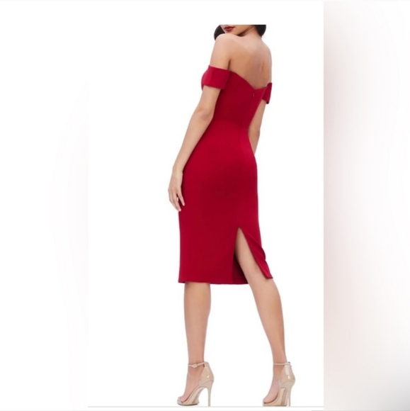 Dress The Population Bailey Red Off Shoulder Dress Size XS Bodycon - Picture 2 of 6
